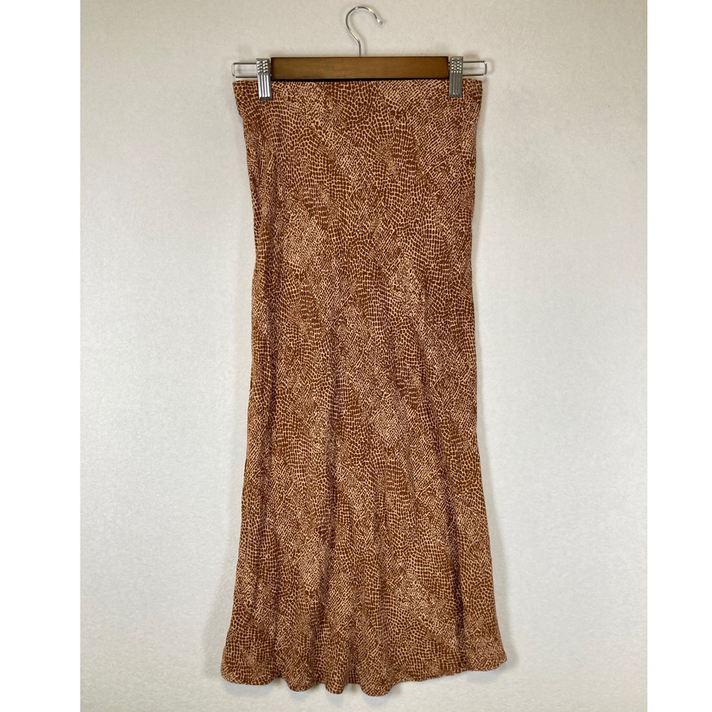 Mob Boss WIfe Animal Print A New Day Women XS Brown Reptile‎ Midi Slip Skirt